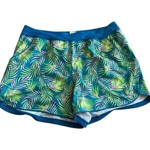 Lands' End Women's Swim Shorts 22W Tropical Leaf Print Lined Board Shorts